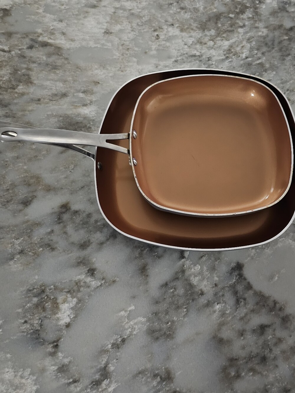Gotham Steel Nonstick Square Frying Pan Set 2-Pack Copper Ceramic Induction